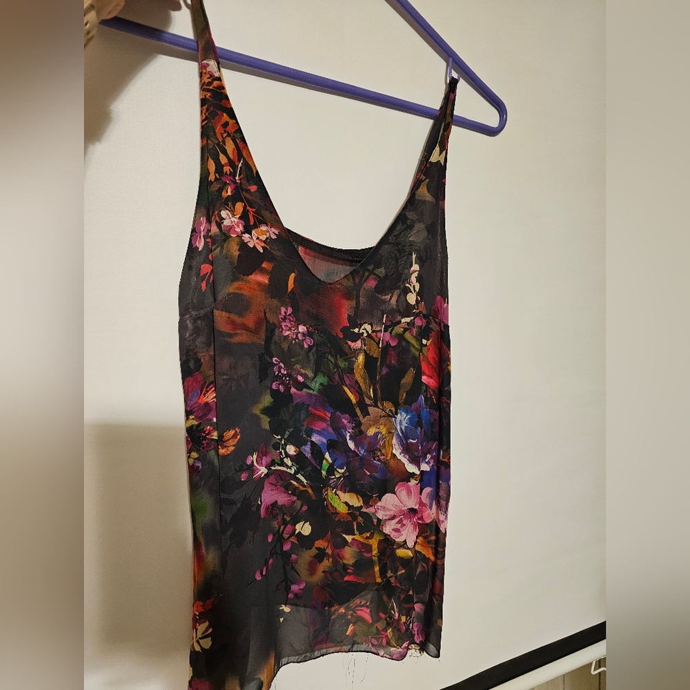 Floral Black Sleeveless Top Handmade